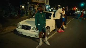 Aimé Leon Dore Dark Green Mesh Shorts worn by Dave in Meridian music video by Tiakola x Dave
