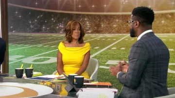 Vestido Escada Dosa usado por Gayle King visto en CBS Mornings el 24 de agosto de 2023