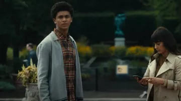 Mr P. Chaqueta de algodón orgánico de punto a rayas usada por Mickey Bolitar (Jaden Michael) vista en Harlan Coben's Shelter (S01E02)