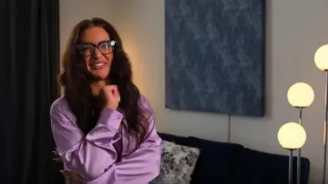 Nasty Gal Silk Shirt worn by Roxanne Kaiser as seen in The Ultimatum: Marry or Move On (S02E07)