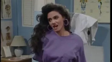 Purple Earrings worn by Nurse Jennifer (Nancy Valen) in Saved by the Bell (S02E16)