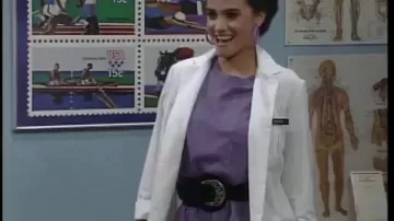 Black Leather Belt worn by Nurse Jennifer (Nancy Valen) in Saved by the Bell TV series (S02E16)