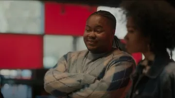 Agujas Argyle Check Cardigan usadas por Stanley 'Papa' Jackson (Shamon Brown Jr.) como se ve en The Chi (S06E04)