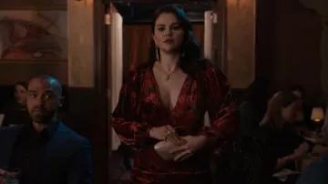 Farm Rio Shiny Flow­ers Vel­vet Minidress worn by Mabel Mora (Selena Gomez) as seen in Only Murders in the Building (S03E05)