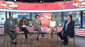 Aerosoles Big Bet Ballet Flats in Tan worn by Sheinelle Jones as seen in Today on August 29, 2023