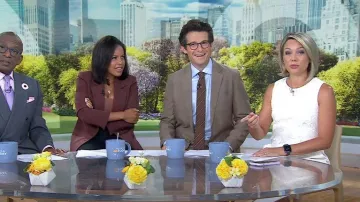 Vince Camuto Lace Popover Shift Dress worn by Dylan Dreyer as seen in Today on  August 29, 2023