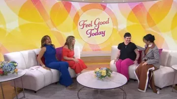 Black Halo Zana Twisted Halter-Neck Jumpsuit worn by Hoda Kotb as seen in Today with Hoda & Jenna on August 29, 2023