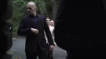 Balmain Monogram Jacquard Double Breasted Blazer as seen in The Night Agent (S01E10)