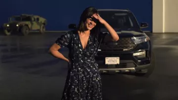 The Kooples Long Dress With Flo­ral Print worn by Rose Larkin (Luciane Buchanan) as seen in The Night Agent (S01E10)