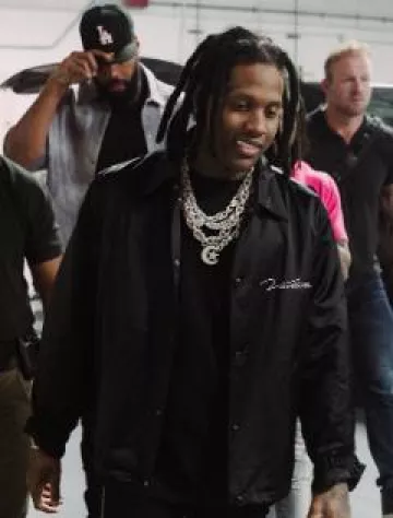 Louis Vuitton Black LV Doves Coaches Veste portée par Lil Durk sur son compte Instagram @lildurk