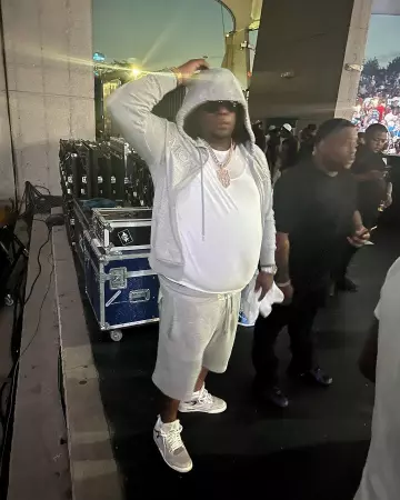 Moncler Grey Reflective Logo Sweatshorts worn by Big Homiie G on his Instagram account @bighomiieg