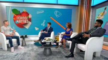 Vestido de Ted Baker Alixis usado por Gayle King visto en CBS Mornings el 29 de agosto de 2023