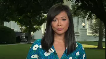 Diane von Furstenberg Julian Dress in Ocean Tide Quetzal Green worn by Weijia Jiang as seen in CBS Mornings on  August 30, 2023
