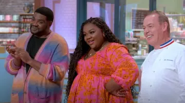 MCQ Alexander McQueen Grow Up Oversized Striped Cardigan worn by Ron Funches as seen in The Big Nailed It Baking Challenge (S01E01)