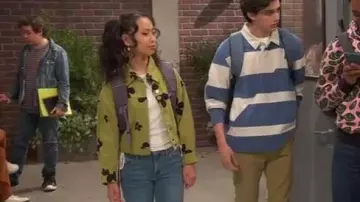 Dolls Kill Love Me Not Denim Jacket worn by Ivy (Emmy Liu-wang) as seen in Raven's Home (S06E15)