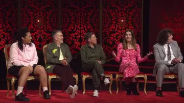 Kowtow Reese Shirt worn by Karen O'Leary as seen in Taskmaster NZ (S04E07)