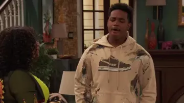 Mostly Heard Rarely Seen 8-Bit Sneaker-print long-sleeve hoodie worn by Booker Baxter (Issac Ryan Brown) as seen in Raven's Home (S06E18)
