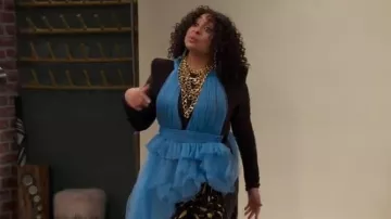 Bronx and Banco Taraji High-Low Deep V-Neck Ruffle Tulle Gown worn by Raven Baxter (Raven-Symoné) as seen in Raven's Home (S06E18)