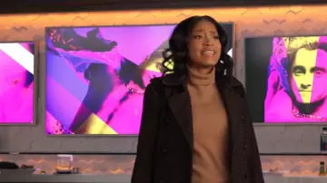 Vince Camuto Manteau de laine ceinturé à double poitrine porté par Danner (Keke Palmer) comme on le voit dans The Afterparty (S02E10)