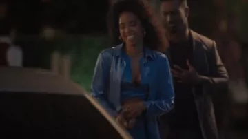 Sally LaPointe Satin-Finish Twisted Top worn by Edie (Kelly Rowland) as seen in grown-ish (S06E09)