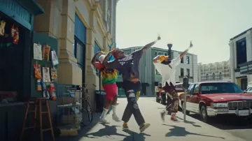 Rhude Grey Checkered Stripe T-Shirt worn by Chris Brown in Summer Too Hot (Official Music Video)