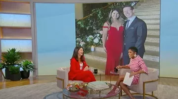 Oscar de la Renta Cheques Lurex Tweed Mini Vestido usado por Tamron Hall como se ve en Tamron Hall Show el 6 de septiembre de 2023