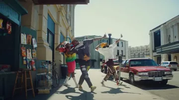 The North Face x Online Ceramics Grey Star Person Pants worn by Chris Brown in Summer Too Hot (Official Music Video)