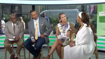 Reiss Ottoline Vintage Floral Print Dress worn by Dylan Dreyer as seen in Today on  September 8, 2023