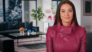 Rick Owens Biker Jacket in Fuchsia worn by Meredith Marks as seen in The Real Housewives of Salt Lake City (S04E01)