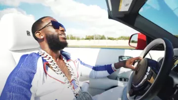 Casablanca White & Blue-Stripe Casa Sport Track Jacket usada por Gucci Mane en Woppenheimer [Official Music Video]