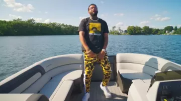 Bape Beige WGM 1st Camo Trackpants worn by Joyner Lucas in Seventeen (Official Music Video)