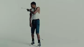 Rick Owens Black Leather High-Top Sneakers worn by A Boogie wit da Hoodie in Her Birthday [Official Music Video]