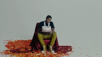 Rick Owens Acid Green Leather High-Top Sneakers worn by A Boogie wit da Hoodie in Her Birthday [Official Music Video]