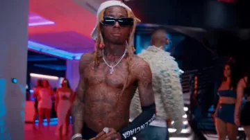 Balenciaga Black Oversize Rectangle Sunglasses worn by Lil Wayne in Main One (Official Music Video) with Mario feat. Tyga