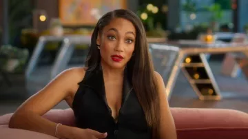 Fashion Nova Ericka Deep V Collared Jumpsuit worn by Brandi Marshall as seen in Selling The OC (S02E01)