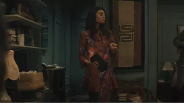 Karen Millen Petite Red Floral Woven Pussybow Flippy Dress worn by Emmy (Clark Backo) as seen in The Changeling (S01E02)