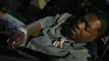 Louis Vuitton Blue Monogram Denim Workwear Shirt porté par Lil Zay Osama dans Got It No Mo (Official Music Video)