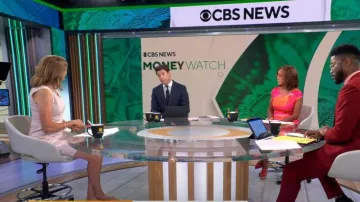 Robe Boss Diopena portée par Jill Schlesinger vue dans CBS Mornings le 10 septembre 2023