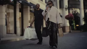 Rick Owens Ivory Oversized Drawstring Jacket worn by Gunna in rodeo dr [Official Video]