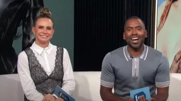 Cinq à sept Catilina Combo Dentelle Chemise Mini Robe portée par Keltie Knight comme on le voit dans E! Nouvelles du 7 septembre 2023