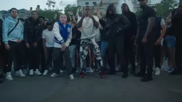 Louis Vuitton White Staple-Pin Logo T-Shirt worn by Bugzy Malone in ONE DIRECTION by ARRDEE X @BugzyMalone (OFFICIAL VIDEO)