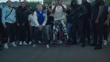 Ashluxe Blue & White Varsity Jacket worn by ArrDee in ONE DIRECTION by ARRDEE X @BugzyMalone (OFFICIAL VIDEO)