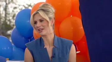 Veronica Beard Amika Stretch Cotton Vest worn by Laura Rutledge as seen in Good Morning America on  September 12, 2023