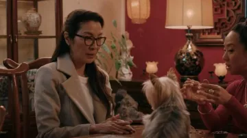 Cynthia Rowley Beige Coat worn by Guanyin (Michelle Yeoh) as seen in American Born Chinese (S01E06)