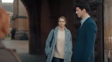 Theory Easy Mock Neck Ca­ble Pull Over Sweater worn by Diana Bishop (Teresa Palmer) as seen in A Discovery of Witches (S01E03)