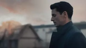 John Pearse Long Gray Wool Coat worn by Matthew Clairmont (Matthew Goode) as seen in A Discovery of Witches (S01E01)