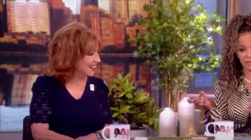 Elie Tahari The Liv Crochet-Sleeve Top worn by Joy Behar as seen in The View on  September 12, 2023