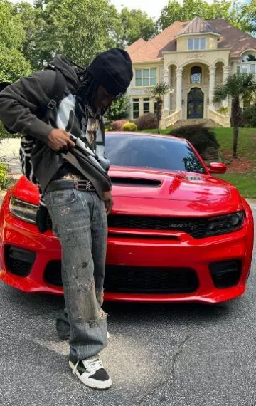 Balenciaga Black & Silver BB Signature Belt worn by Kai Cenat on his Instagram account @kaicenat