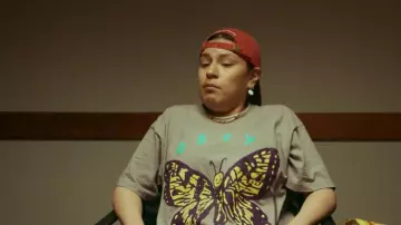 Obey So­cial But­ter­fly Tee worn by Willie Jack (Paulina Alexis) as seen in Reservation Dogs (S03E08)