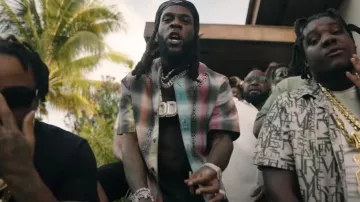 Givenchy Multicolor 4G Plaid Crystal Shirt worn by Burna Boy in Talibans II with Byron Messia (Official Music Video)